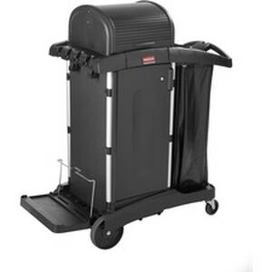 Rubbermaid FG9T7500BLA Commercial High Security Cleaning Cart - Alumin
