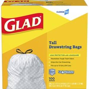 The CLO 78526 Glad Forceflex Tall Kitchen Drawstring Trash Bags - 13 G
