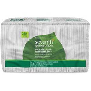 Seventh SEV 13713CT 100% Recycled Paper Napkins - 1 Ply - White - Pape