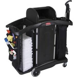 Rubbermaid FG9T7800BLA Commercial Executive Housekeeping Cart - 4 Cast