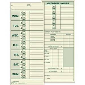 Tops TOP 1291 Monday-sunday Time Cards - Double Sided Sheet - 3.50 X 8