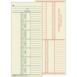 Tops TOP 1260 2-sided Weekly Time Cards - Double Sided Sheet - 3.37 X 