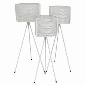Plutus PBTH94690 Metal Plant Stand In White Metal Set Of 3