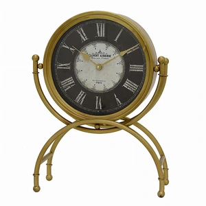 Plutus PBTH94405 Metal Table Clock In Gold Metal