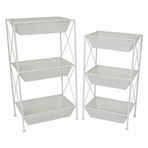 Plutus PBTH94815 Planter Stand In White Metal Set Of 2