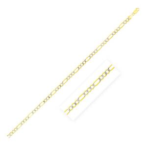Unbranded 32079-18 Lite White Pave Figaro Chain In 14k Two Tone Gold (