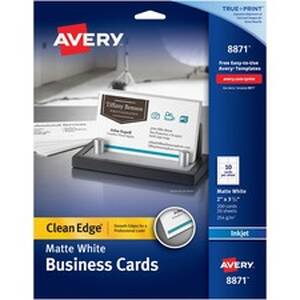 Avery 08871 Averyreg; Clean Edge Inkjet Business Card - White - 110 Br