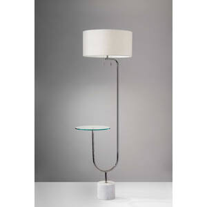 Homeroots.co 372772 Looped Chrome Floor Lamp With Glass Cocktail Table