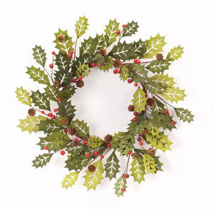Melrose 76341DS Holly Wreath 21d Mdf