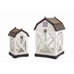 Melrose 74566DS Barn Lantern (set Of 2) 10.5h, 14.5h Wood