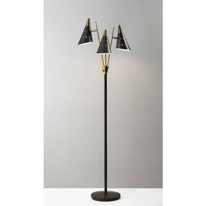 Homeroots.co 372554 Black Metal Floor Lamp With Three Adjustable Antiq