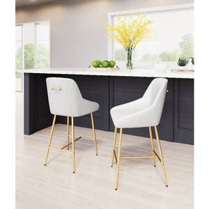 Zuo 101907 Mira Counter Chair White  Gold