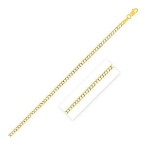 Unbranded 02344-20 2.6 Mm 14k Two Tone Gold Pave Curb Chain Size: 20''