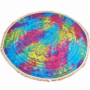 Wild PIC12 Tie Dye Ombre Round Star Mandala Crochet Tapestry Wall Art