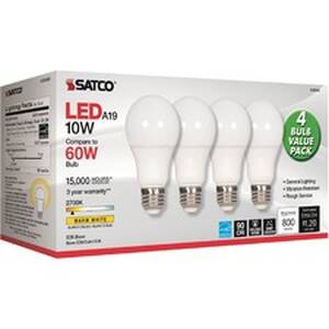 Satco SDN S28560 Satco 10w A19 Led 2700k Frosted Bulbs - 10 W - 60 W I