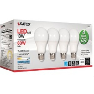 Satco SDN S28563 Satco 10w A19 Led 5000k Light Bulbs - 10 W - 60 W Inc