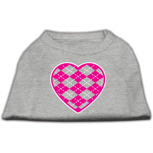 Mirage 51-109 MDGY Argyle Heart Pink Screen Print Shirt Grey Med (12)