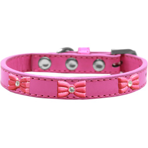 Mirage 631-11 BPK10 Pink Glitter Bow Widget Dog Collar Bright Pink Siz