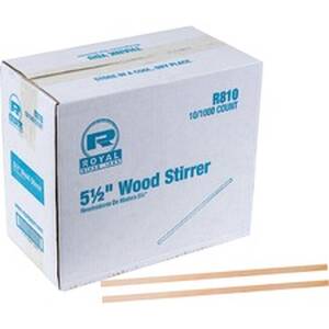 Royal RPP R810CT Royal Paper Products Wood Coffee Stir Sticks - 5.5 Le