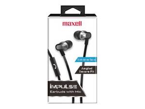 Maxell 197404 Impulse Wired Earbuds With Mic- White Ie