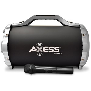 Axess SPBT1101SL Portable Bluetooth Speaker - Silver 6 Subwoofer Micfm