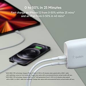 Belkin WCB006DQWH Dual 20w Usb-c Wall Charger