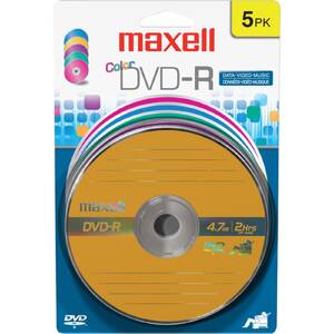 Hitach 638033 5pk Maxell Dvd-r Color 16x Blis
