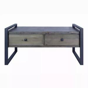 Homeroots.co 328723 Multi-tonal Metal Wood Mdf Coffee Table With  Draw