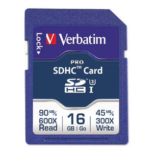 Verbatim 98046 Pro Sdhc Memory Card, , 16gb, 600x, Uhs-i Class 10, Taa
