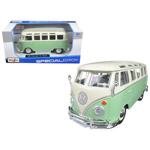 Maisto 31956grn Volkswagen Van Samba Bus Green And Cream 125 Diecast M
