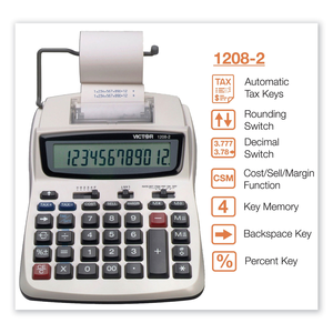 Victor 12082 Victor 1208-2 12 Digit Compact Commercial Printing Calcul