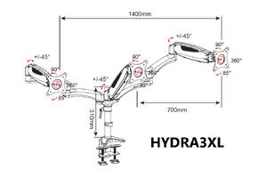 Amer HYDRA3XL Triple Arm Articulating Mount