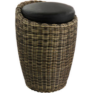 Elama ELM-829D-BROWN 1 Piece Wicker Outdoor Ottoman Chair In Brown And