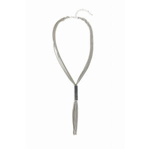 Saachiwholesale 607847 Pewter Baguette Tassel Necklace (pack Of 1)