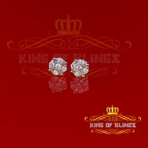 King 18614Y-A9KOB Aretes Para Hombre 925 Yellow Silver Iced Out Cz Rou