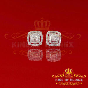 King 19527W-A45KOB Aretes Para Hombre 925 Sterling Silver Carat Round 