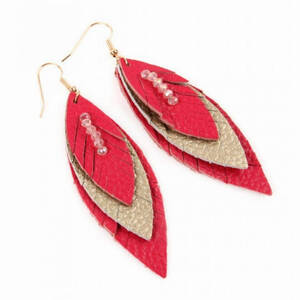 Dobbi HDE2235 Three Layer Fringed Leather Marquise Earrings (pack Of 1