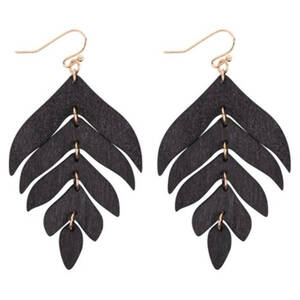 Dobbi ME20132 Wood Dangling Leaf Earrings (pack Of 1)