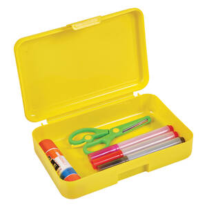 Deflecto DEF 39504YEL Antimicrobial Pencil Box Yellow - External Dimen