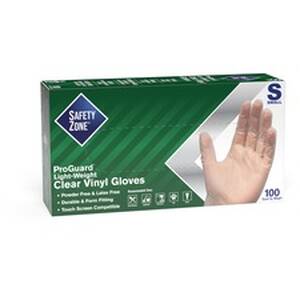 The SZN GVP9SMHH Safety Zone Powder Free Clear Vinyl Gloves - Small Si