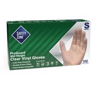 The SZN GVDRSM1 Safety Zone Powdered Clear Vinyl Gloves - Small Size -