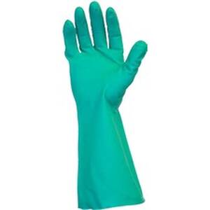 The SZN GNGFMD15C Safety Zone Green Flock Lined Nitrile Gloves - Chemi