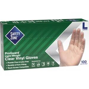 The SZN GVP9LGHH Safety Zone Powder Free Clear Vinyl Gloves - Large Si