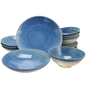 Gibson 123469.12RM Elite 12 Piece Ombreacute; Blue Double Bowl Dinnerw