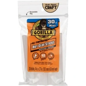 Gorilla GOR 3023003 Gorilla Glue Mini Hot Glue Sticks - 30  Pack - Cle