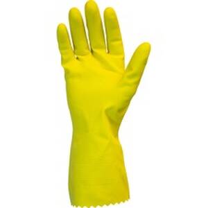 The SZN GRFYLG1S Safety Zone Yellow Flock Lined Latex Gloves - Chemica