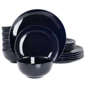 Elama EL-LUNA18-DB Luna 18 Piece Porcelain Dinnerware Set In Dark Blue