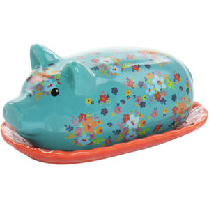 Urban 122862.02 Life On The Farm 7.8 Inch Pig Shape Butter Dish With L