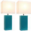 All LC2000-TEL-2PK Elegant Designs 2 Pack Modern Leather Table Lamps W