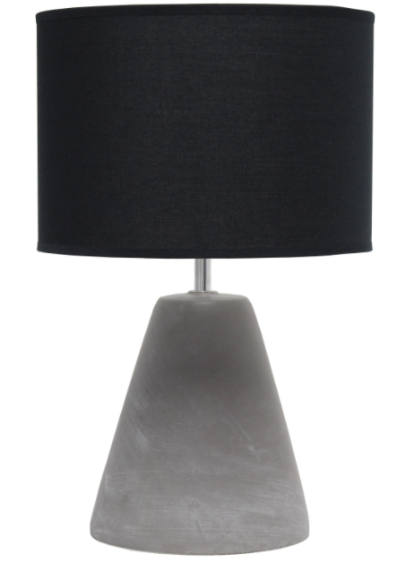 All LT2059-BLK Simple Designs Pinnacle Concrete Table Lamp, Black